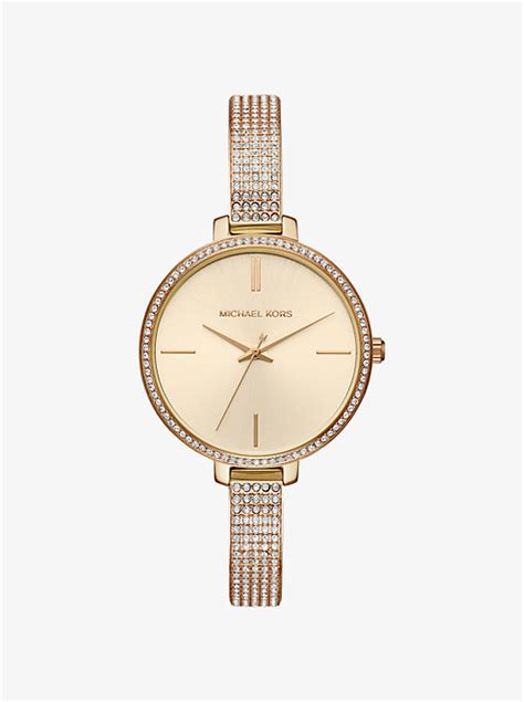 michael kors mini jaryn pavé gold-tone watch|michael kors watches white.